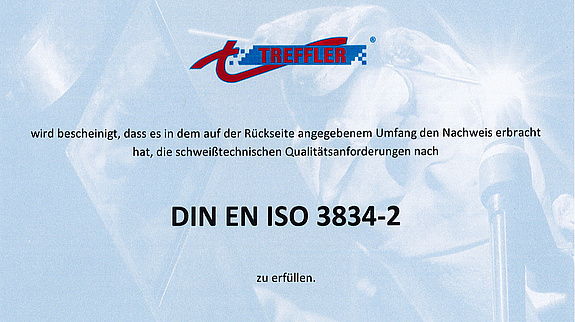 Treffler News und Neuigkeiten - Treffler ist EN ISO 3834-2 zertifiziert