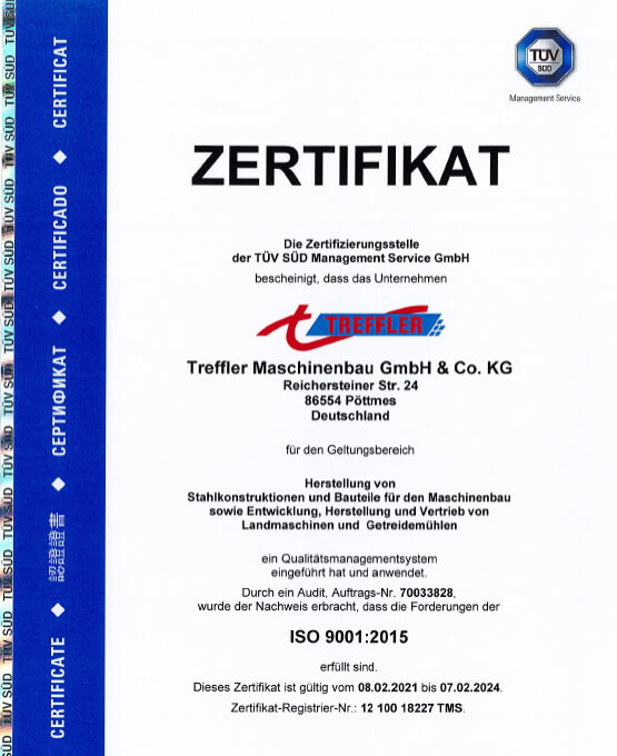 Treffler News und Neuigkeiten - Treffler ist ISO 9001 zertifiziert